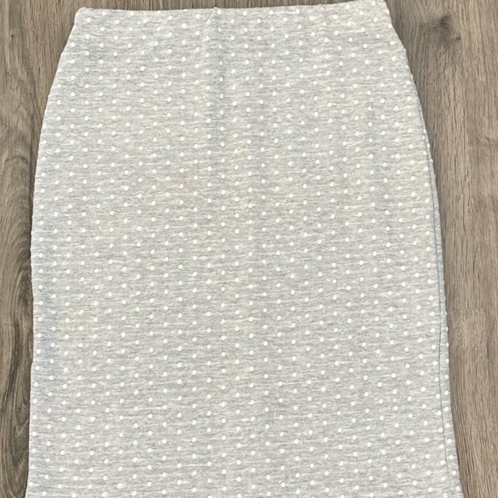 Pencil Skirt with 6" Light Grey with White Polka-Dots